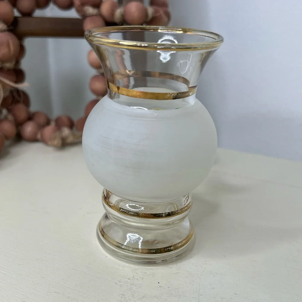 Vintage Bartlett Collins Clear & Frosted Glass Bud Vase